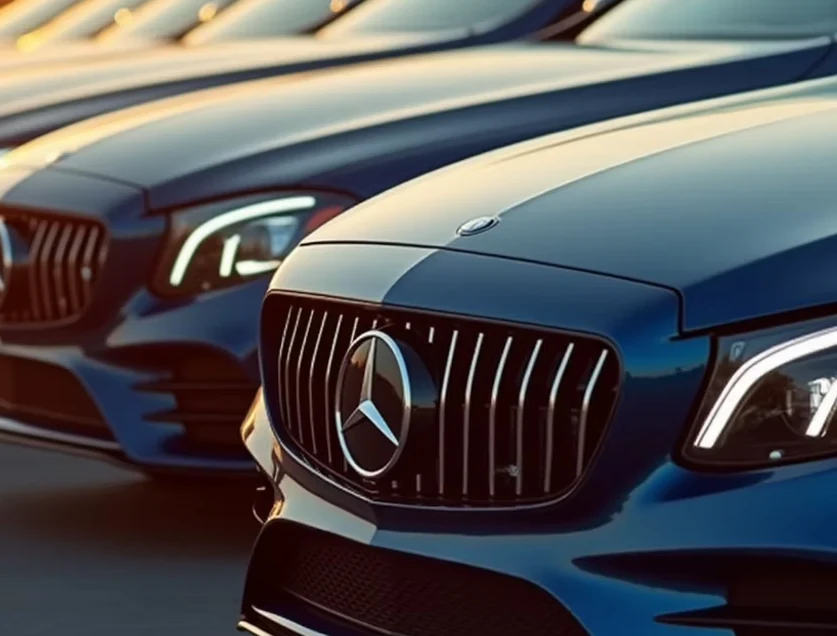 Mercedes-Benz front grille and headlamp detail